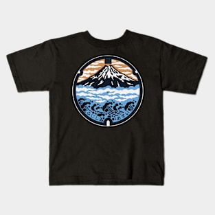 Mount Fuji Manhole Cover Art Kids T-Shirt